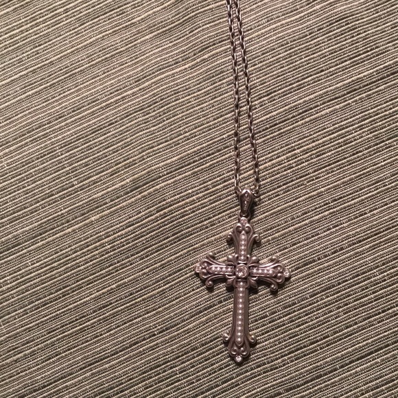 Sterling Silver Cross accented with CZs - Picture 1 of 8